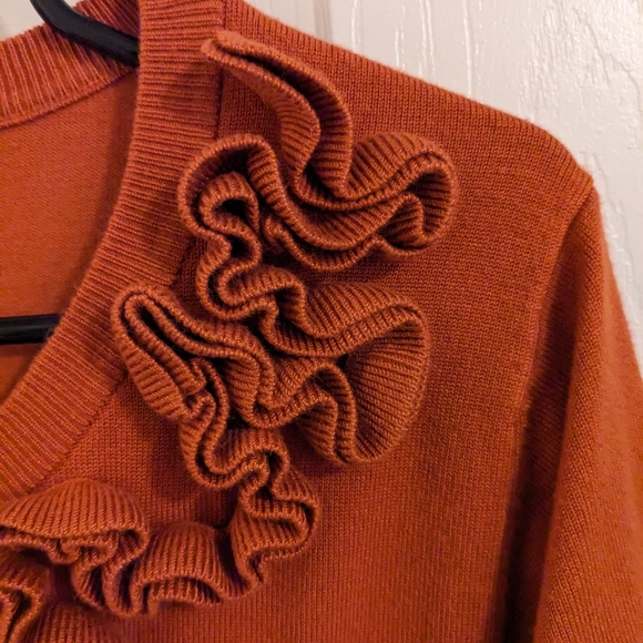 Relativity orange, raised fabric, button down cardigan, size 1X - Picture 4 of 10